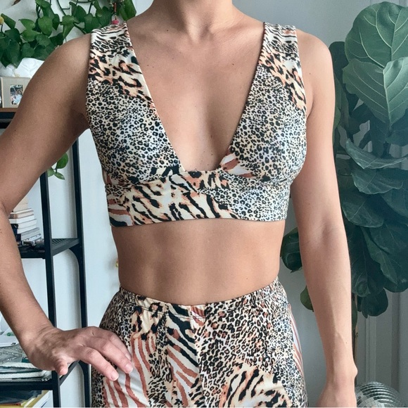 Andi Bagus Leopard Animal Print Matching Bra and bike shorts set, s/m - Picture 4 of 7